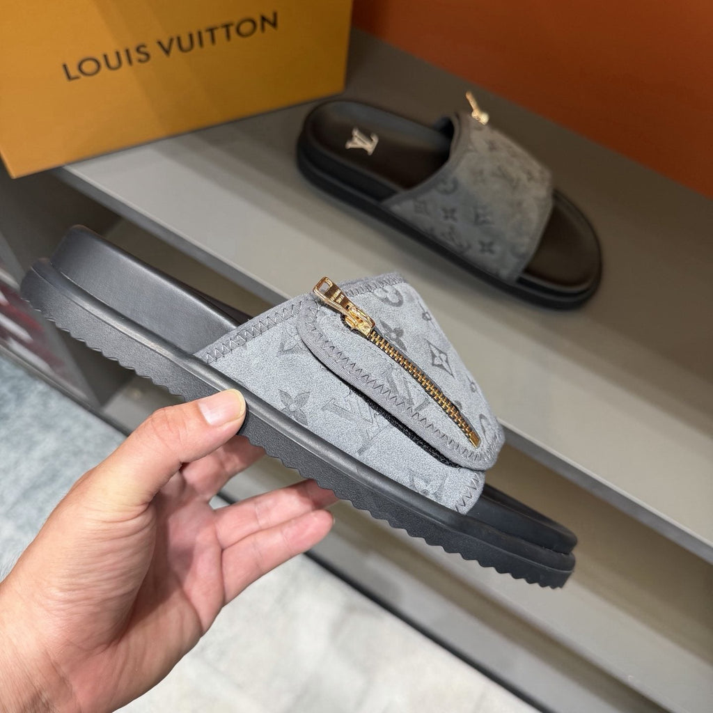 Louis Vuitton Monogram Zip Slide Sandals