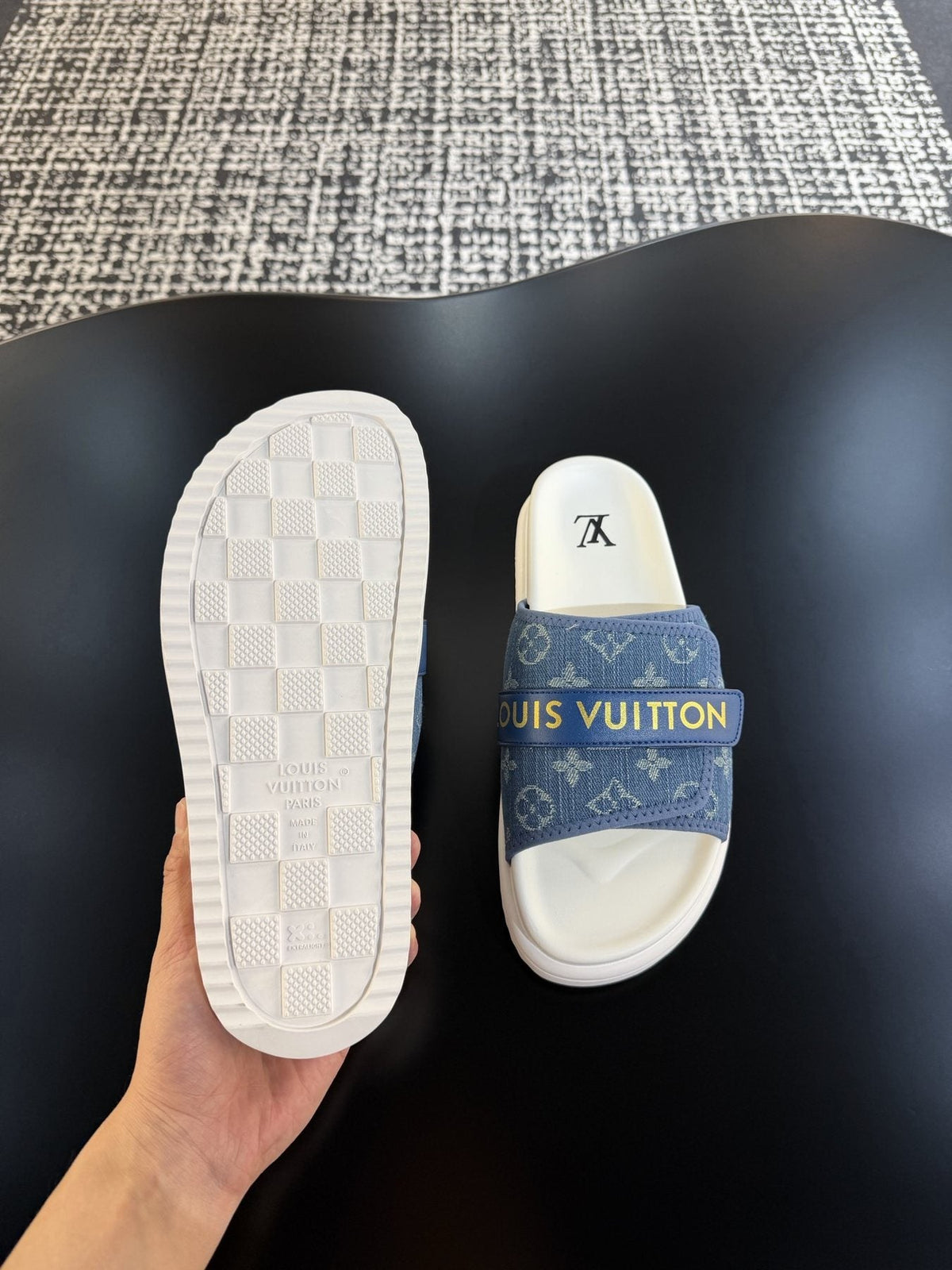 Louis Vuitton Patterned Strap Slide Sandals