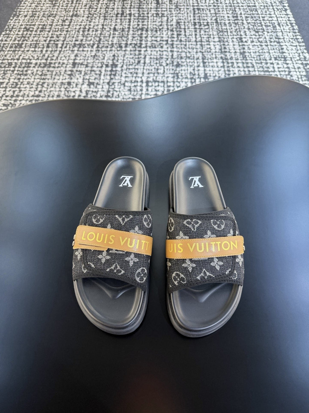 Louis Vuitton Patterned Strap Slide Sandals