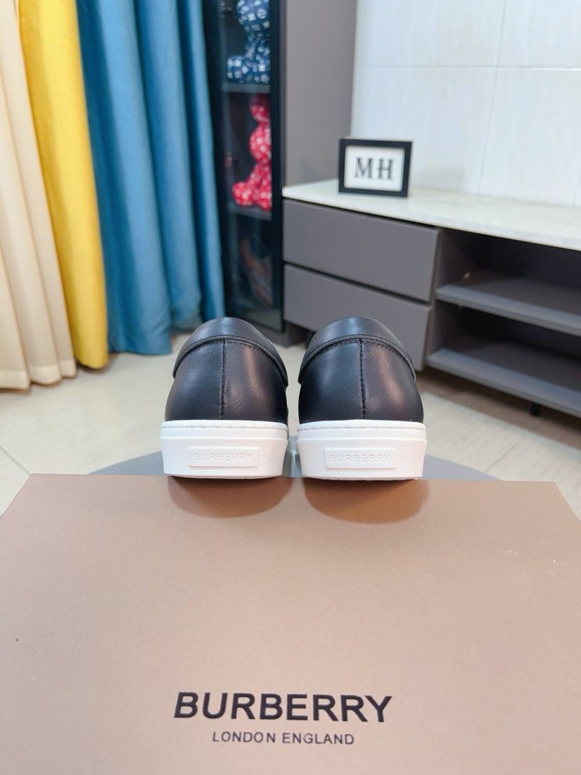 Burberry Men's Beige Plaid Slip-On Shoes
