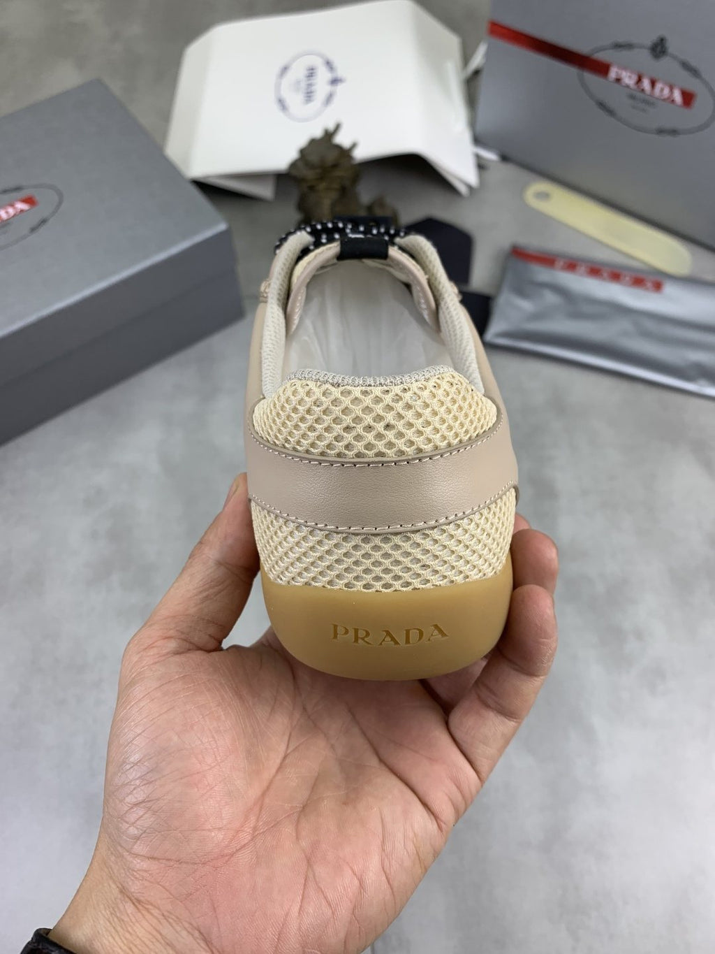 Prada Paneled Low-Top Sneakers