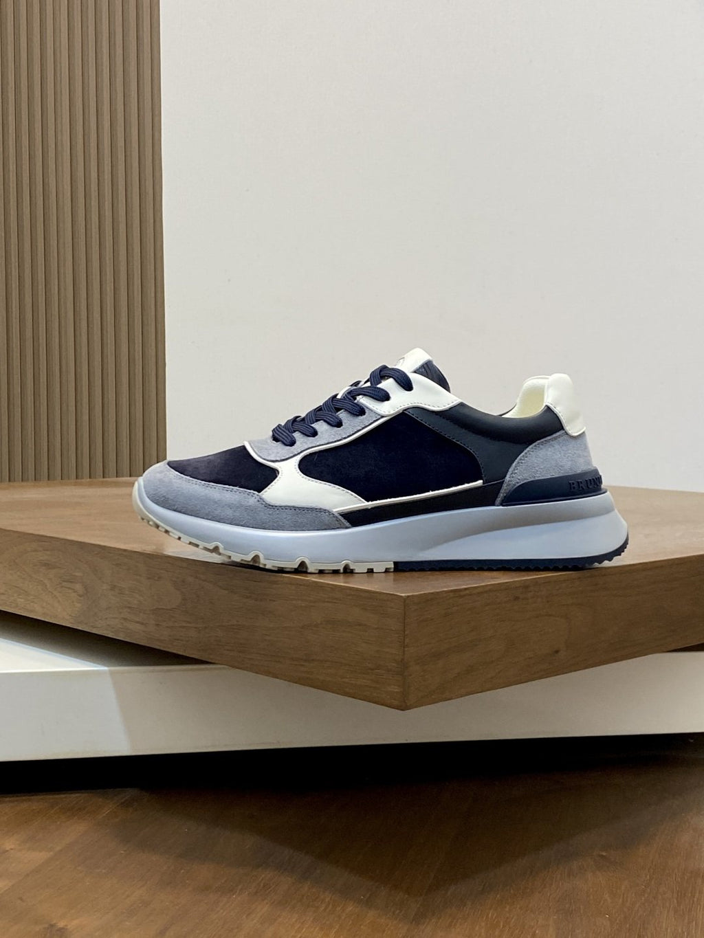 Brunello Cucinelli Navy and Gray Low-Top Sneakers