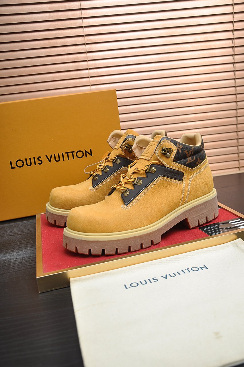 Louis Vuitton Lace-Up Lug-Sole High-Top Boots