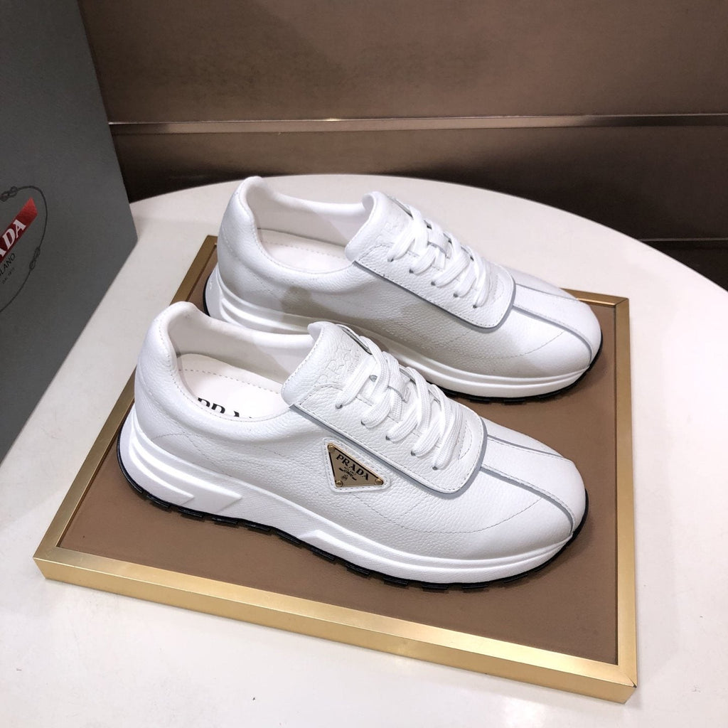 Prada Triangle Plaque Low-Top Sneakers - Triangular Side Plaque Detail