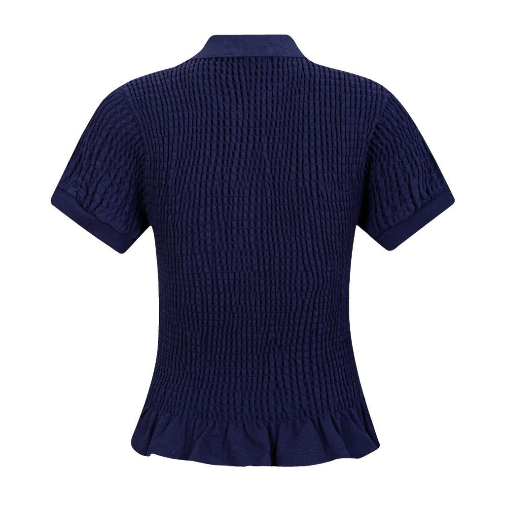 Ralph Lauren Ruffled-Hem Piqué Polo Top