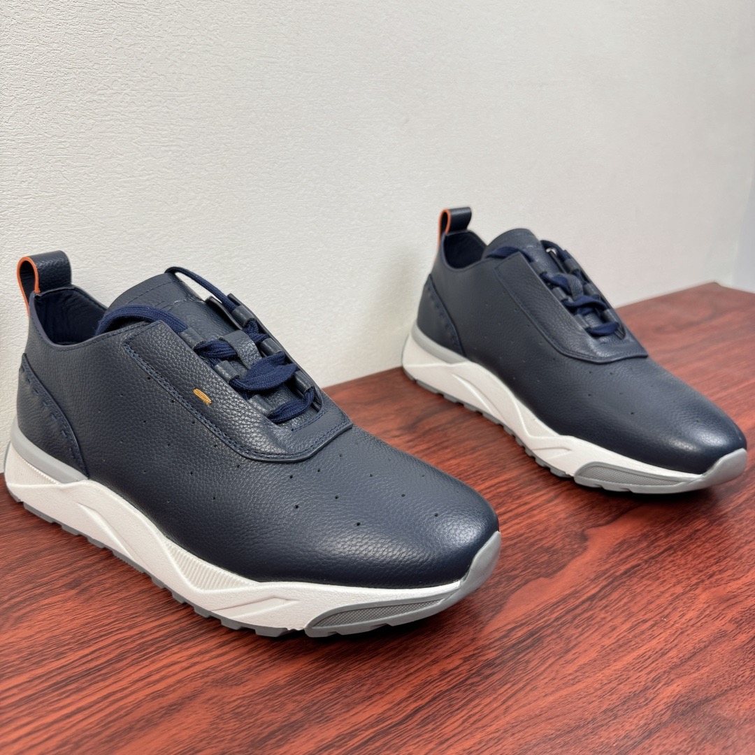 Santoni Men's Perforated Leather Low-Top Sneakers