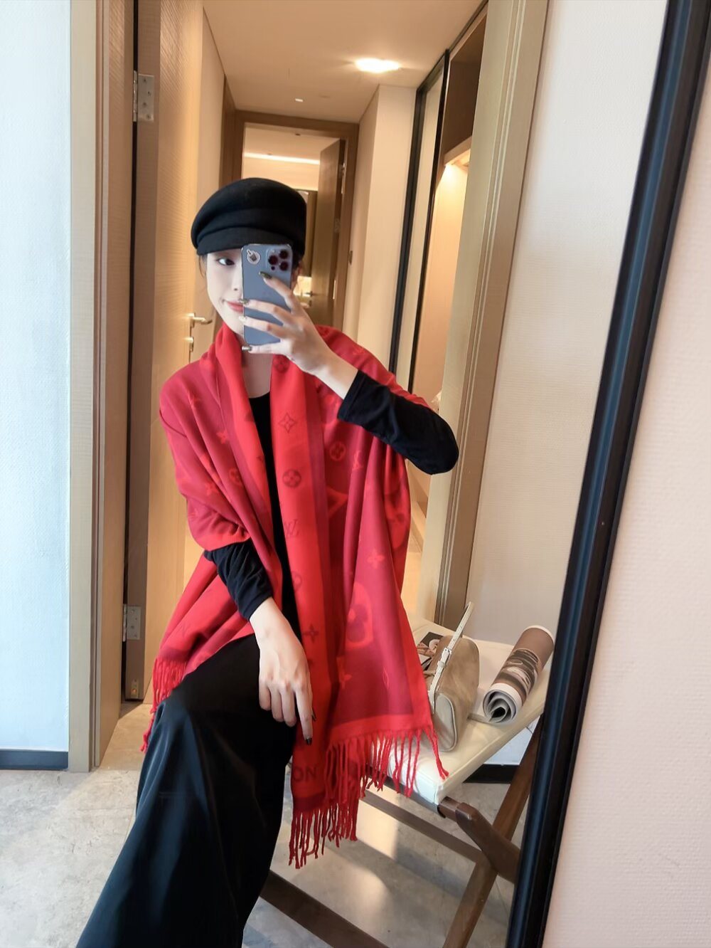 Louis Vuitton Fringed Monogram Scarf