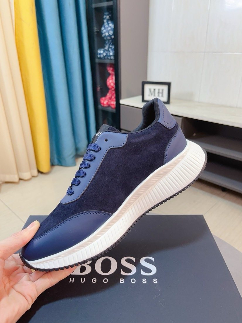 BOSS Men's Olive Green Low-Top Sneakers