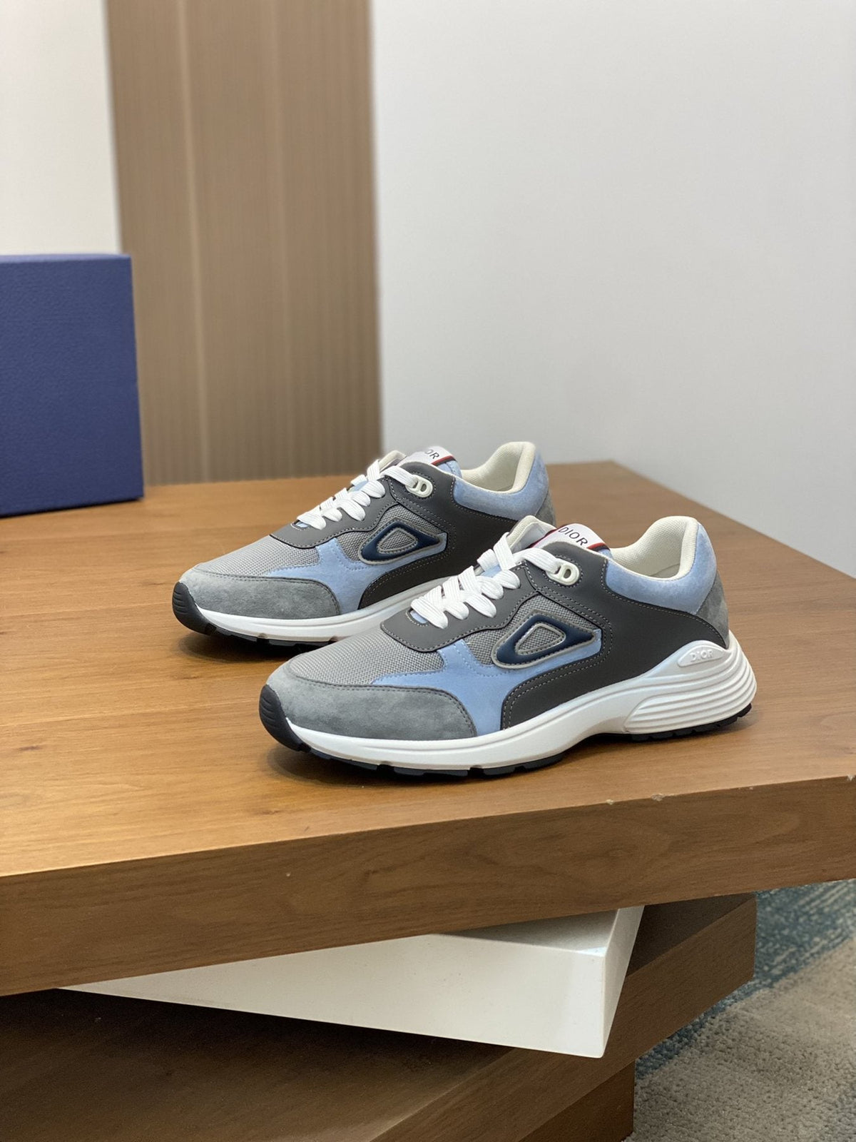 Dior Blue Accent Low-Top Sneakers