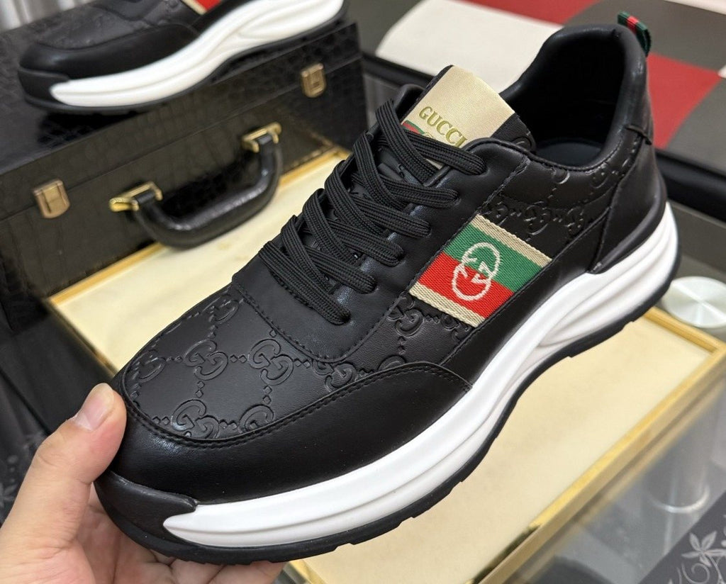 Gucci Men's Green and Red Stripe Low-Top Sneakers