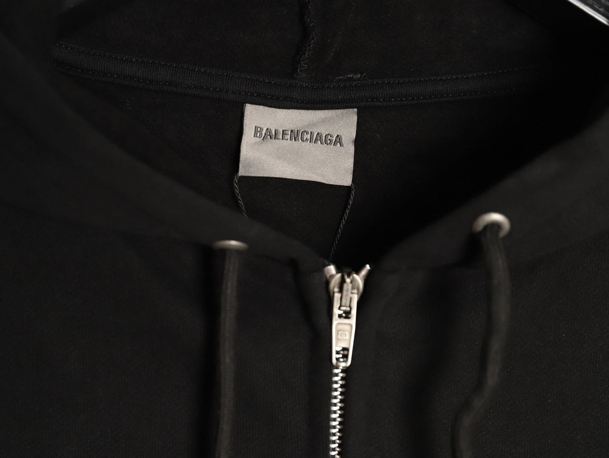 Balenciaga Soccer-Inspired Number 10 Zip Hoodie - Black