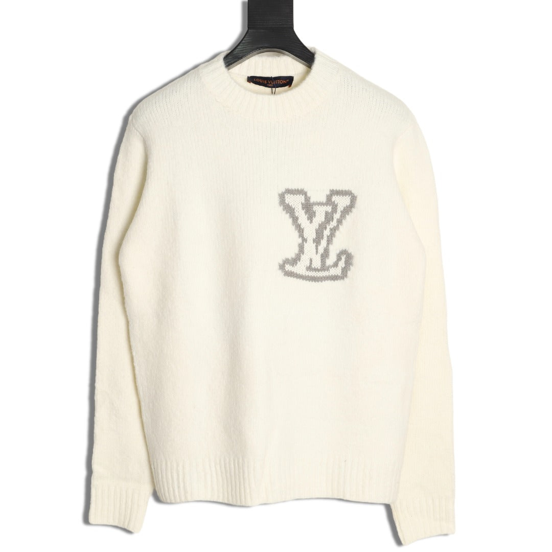 Louis Vuitton 22FW Large LV-Motif Knit Sweater - Ivory