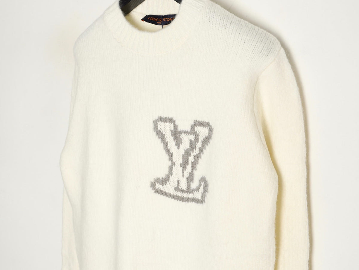 Louis Vuitton 22FW Large LV-Motif Knit Sweater - Ivory
