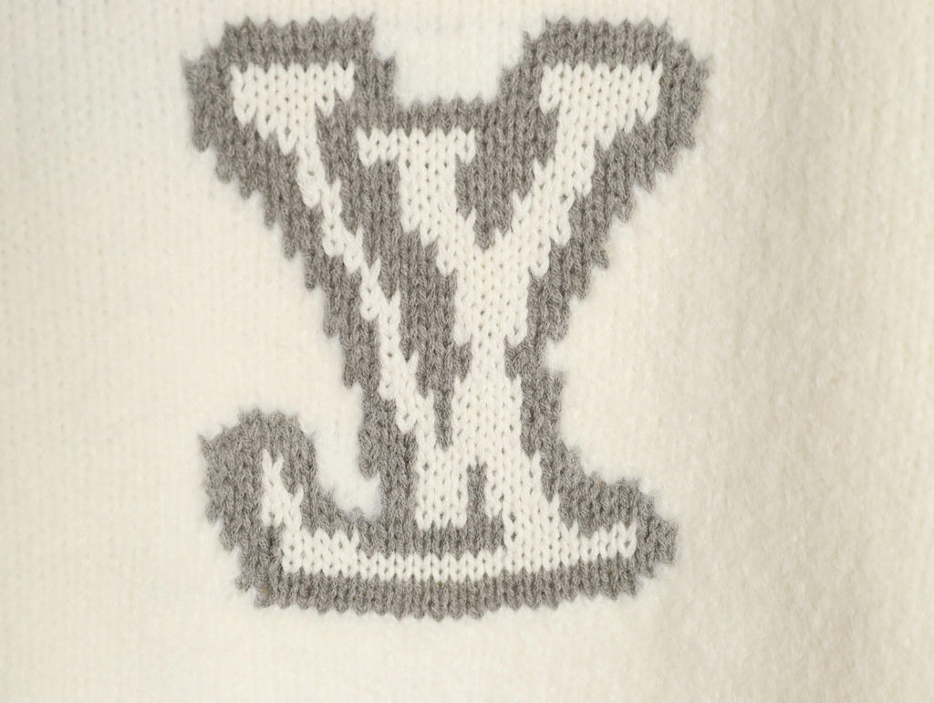 Louis Vuitton 22FW Large LV-Motif Knit Sweater - Ivory