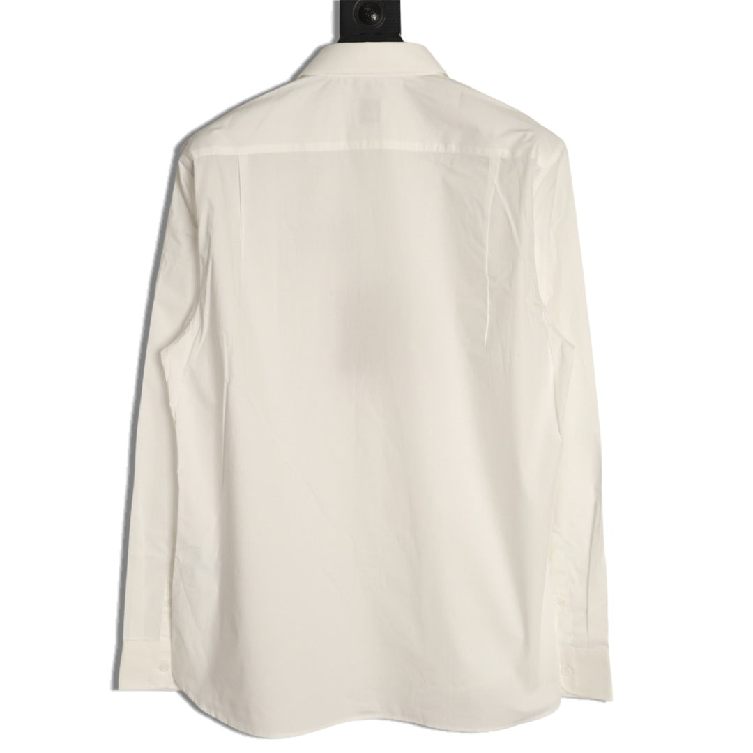 Burberry Equestrian Pocket-Detail Long-Sleeve Shirt - Cream