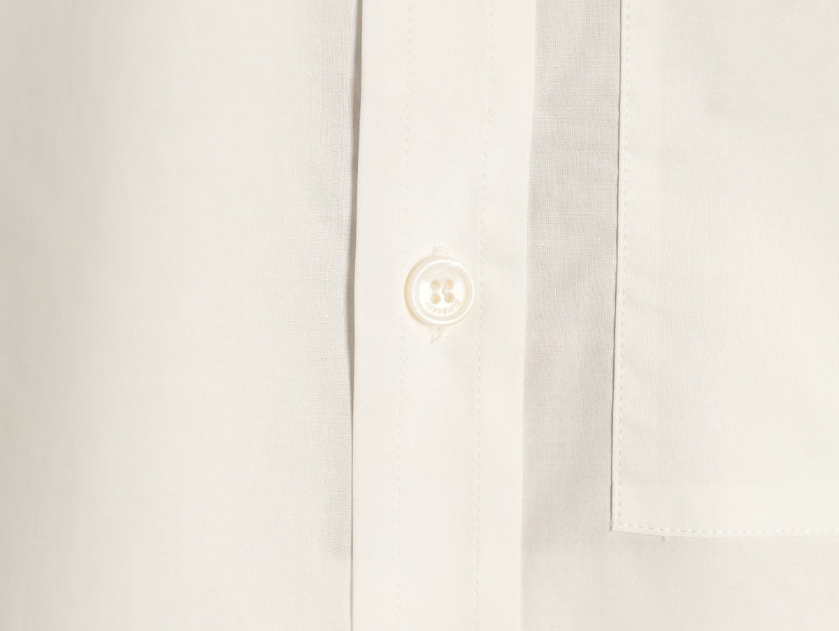Burberry Equestrian Pocket-Detail Long-Sleeve Shirt - Cream