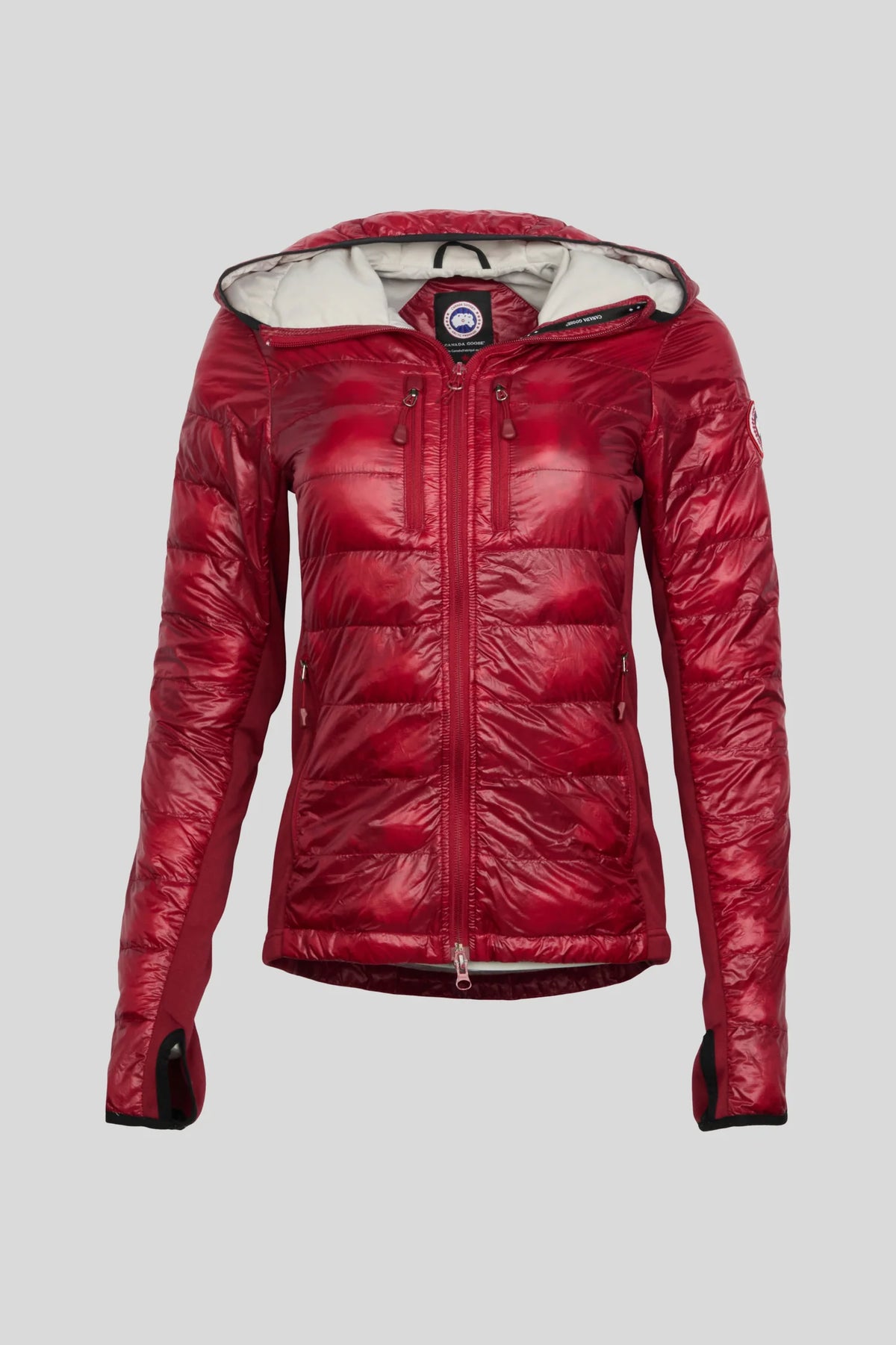 Canada Goose Glossy Red Hooded Quilted Puffer Jacket